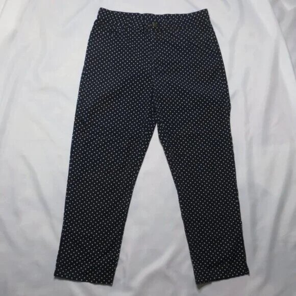 LAUREN-RALPH LAUREN womens PANTS navy WHITE POLKA DOT circles CAPRI SIZE 10 - Picture 6 of 7